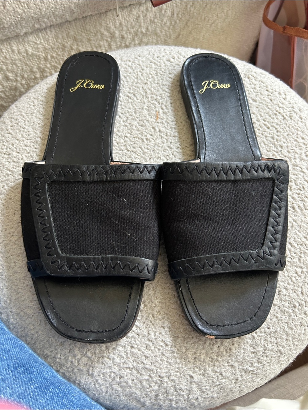 J. Crew Black Slide Mules with Wide Fabric Strap
